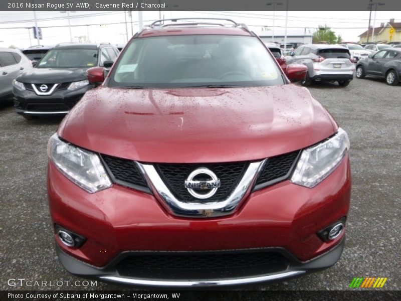 Cayenne Red / Charcoal 2016 Nissan Rogue SV AWD