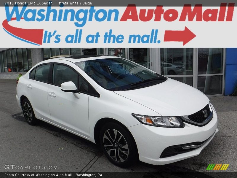 Taffeta White / Beige 2013 Honda Civic EX Sedan