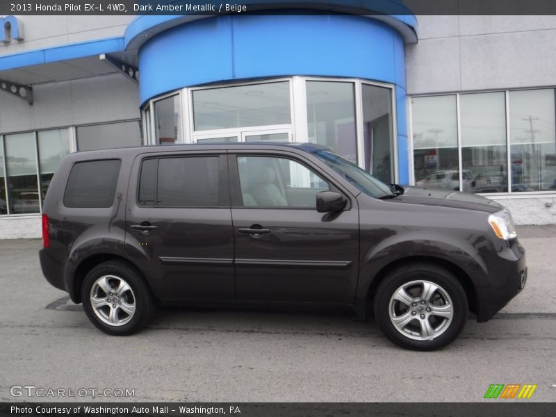 Dark Amber Metallic / Beige 2013 Honda Pilot EX-L 4WD