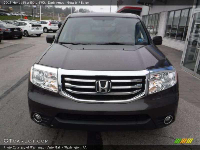 Dark Amber Metallic / Beige 2013 Honda Pilot EX-L 4WD