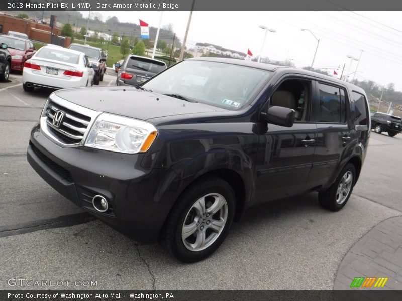 Dark Amber Metallic / Beige 2013 Honda Pilot EX-L 4WD