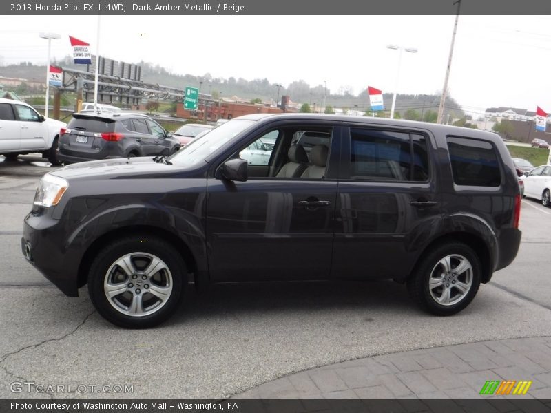 Dark Amber Metallic / Beige 2013 Honda Pilot EX-L 4WD