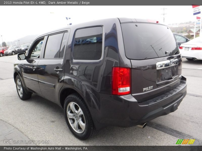 Dark Amber Metallic / Beige 2013 Honda Pilot EX-L 4WD