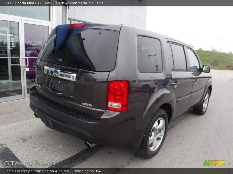Dark Amber Metallic / Beige 2013 Honda Pilot EX-L 4WD
