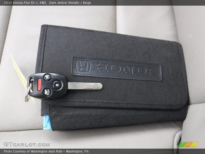 Dark Amber Metallic / Beige 2013 Honda Pilot EX-L 4WD