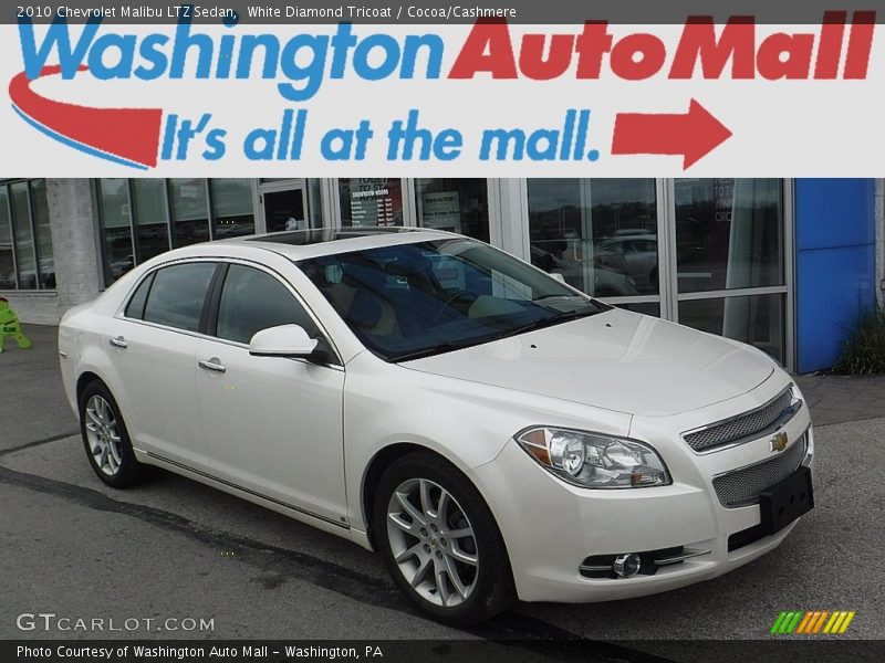 White Diamond Tricoat / Cocoa/Cashmere 2010 Chevrolet Malibu LTZ Sedan