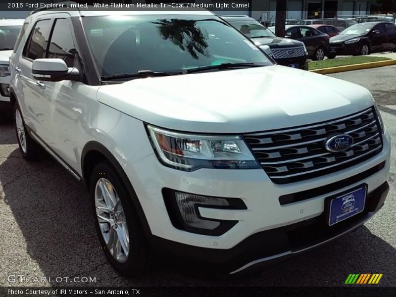 White Platinum Metallic Tri-Coat / Medium Light Camel 2016 Ford Explorer Limited