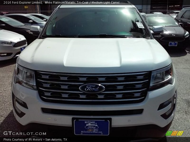 White Platinum Metallic Tri-Coat / Medium Light Camel 2016 Ford Explorer Limited