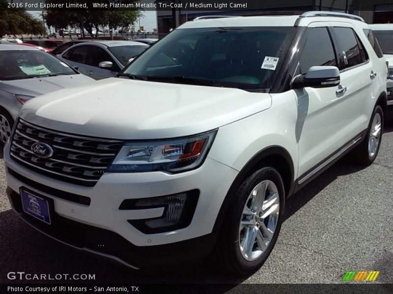 White Platinum Metallic Tri-Coat / Medium Light Camel 2016 Ford Explorer Limited