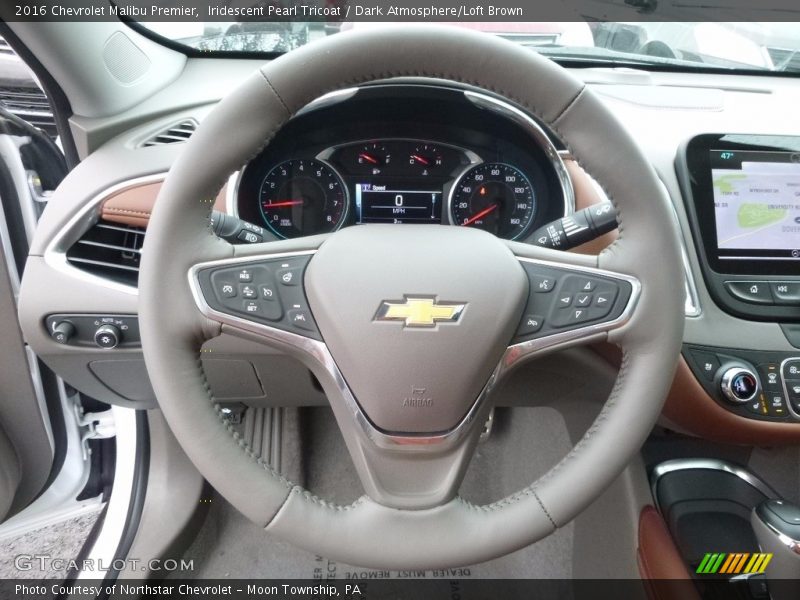 Iridescent Pearl Tricoat / Dark Atmosphere/Loft Brown 2016 Chevrolet Malibu Premier