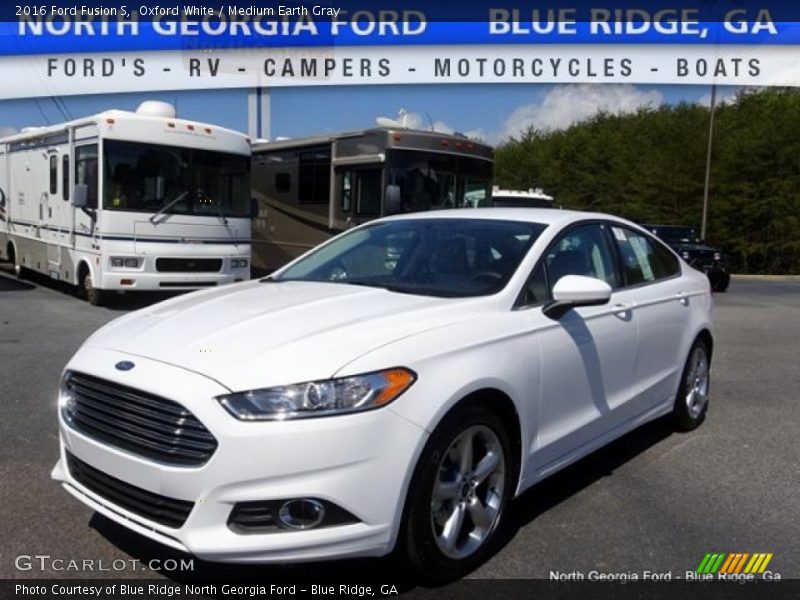 Oxford White / Medium Earth Gray 2016 Ford Fusion S