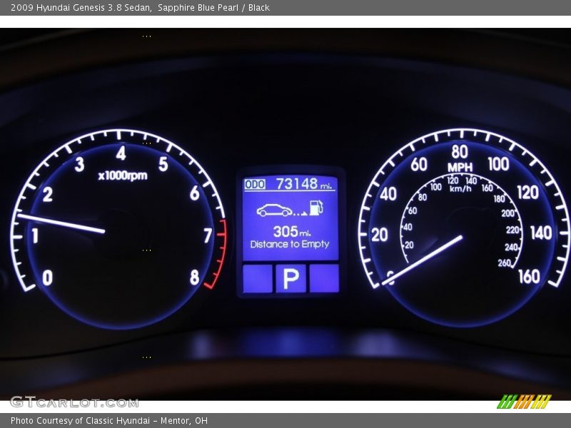 Sapphire Blue Pearl / Black 2009 Hyundai Genesis 3.8 Sedan