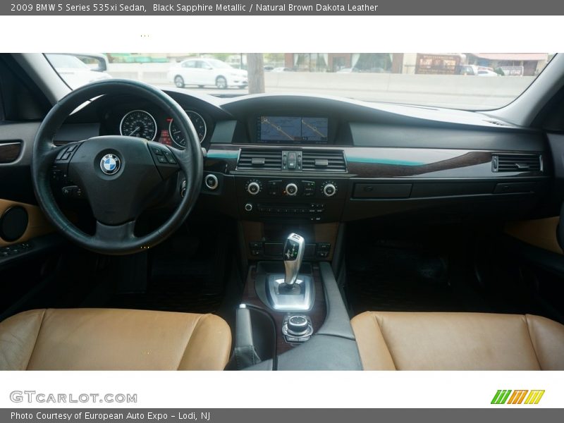 Black Sapphire Metallic / Natural Brown Dakota Leather 2009 BMW 5 Series 535xi Sedan