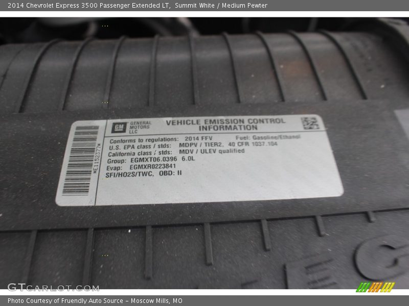 Summit White / Medium Pewter 2014 Chevrolet Express 3500 Passenger Extended LT