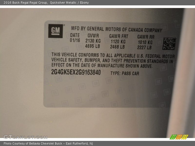 Quicksilver Metallic / Ebony 2016 Buick Regal Regal Group