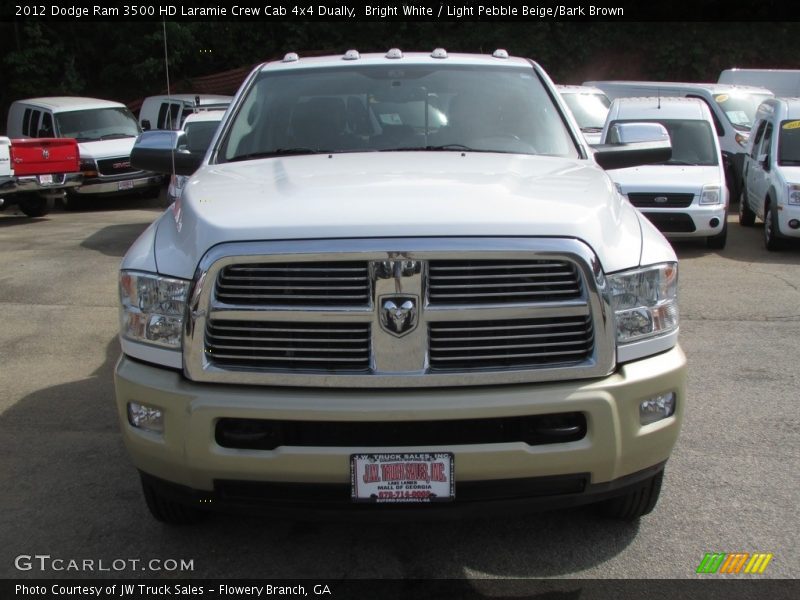 Bright White / Light Pebble Beige/Bark Brown 2012 Dodge Ram 3500 HD Laramie Crew Cab 4x4 Dually