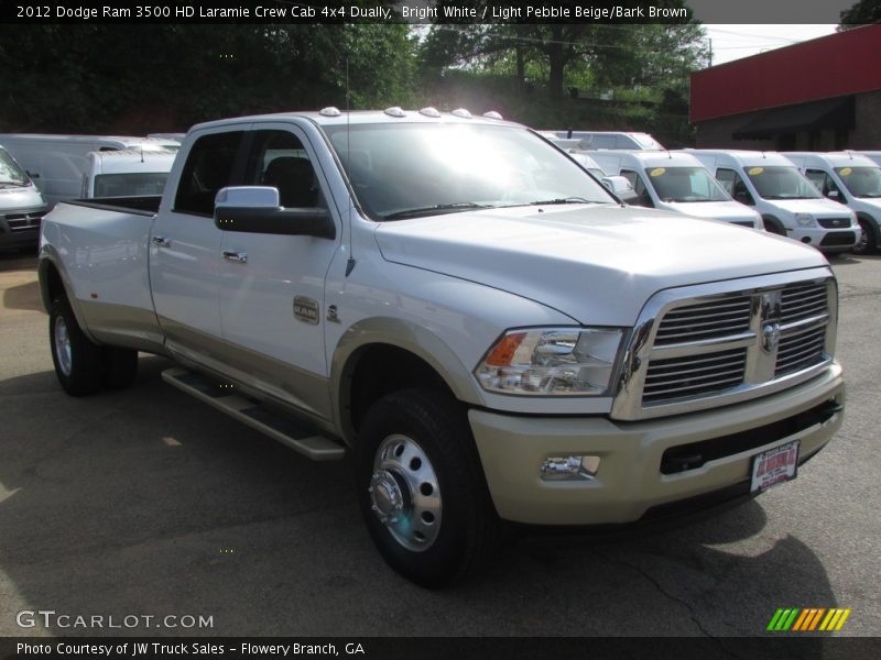 Bright White / Light Pebble Beige/Bark Brown 2012 Dodge Ram 3500 HD Laramie Crew Cab 4x4 Dually
