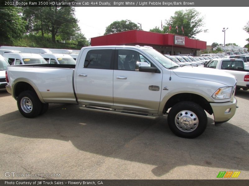 Bright White / Light Pebble Beige/Bark Brown 2012 Dodge Ram 3500 HD Laramie Crew Cab 4x4 Dually