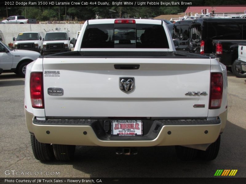 Bright White / Light Pebble Beige/Bark Brown 2012 Dodge Ram 3500 HD Laramie Crew Cab 4x4 Dually