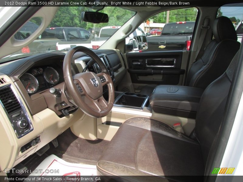 Bright White / Light Pebble Beige/Bark Brown 2012 Dodge Ram 3500 HD Laramie Crew Cab 4x4 Dually