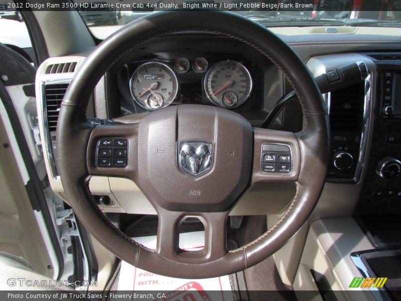 Bright White / Light Pebble Beige/Bark Brown 2012 Dodge Ram 3500 HD Laramie Crew Cab 4x4 Dually