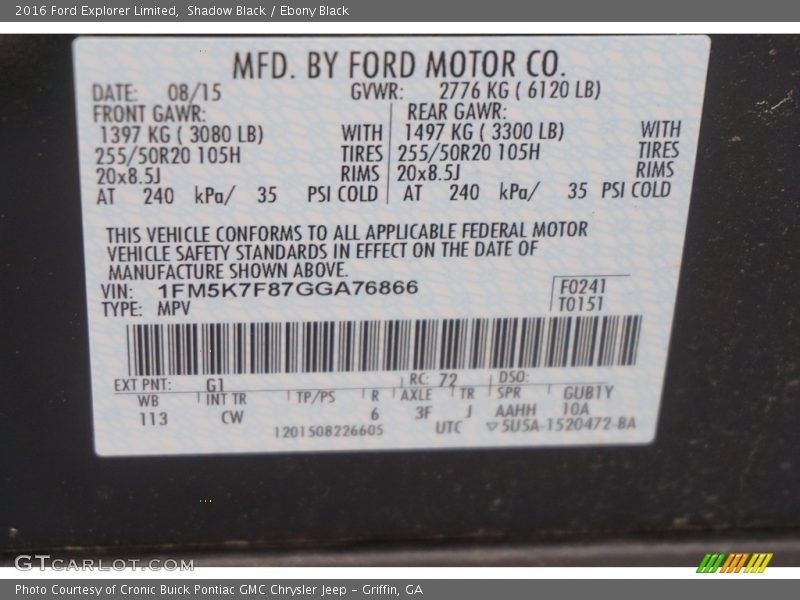 Shadow Black / Ebony Black 2016 Ford Explorer Limited