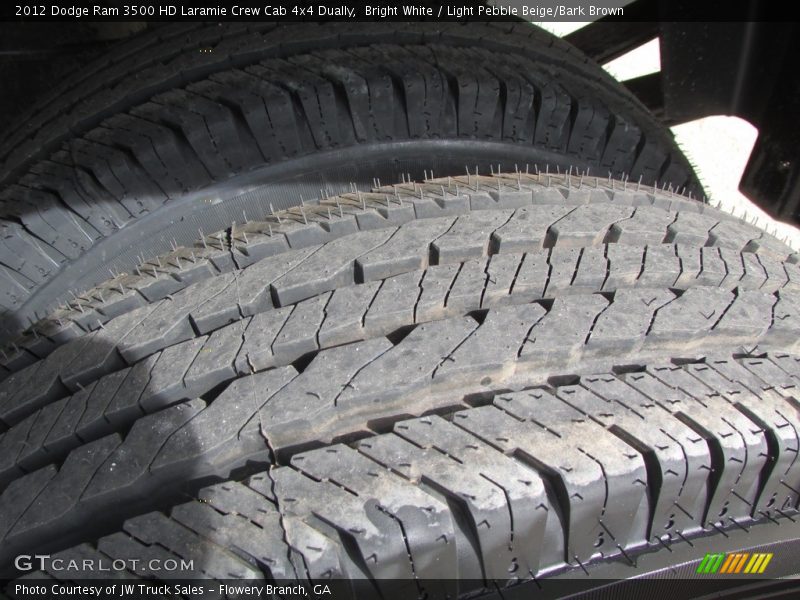 Bright White / Light Pebble Beige/Bark Brown 2012 Dodge Ram 3500 HD Laramie Crew Cab 4x4 Dually