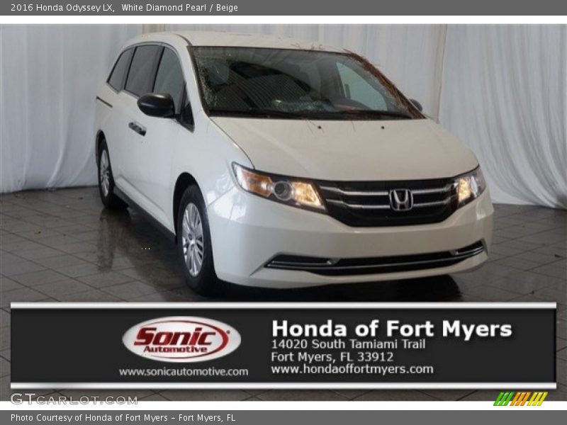White Diamond Pearl / Beige 2016 Honda Odyssey LX