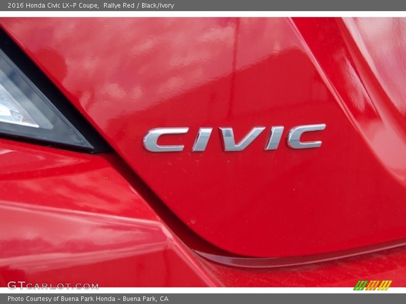 Rallye Red / Black/Ivory 2016 Honda Civic LX-P Coupe