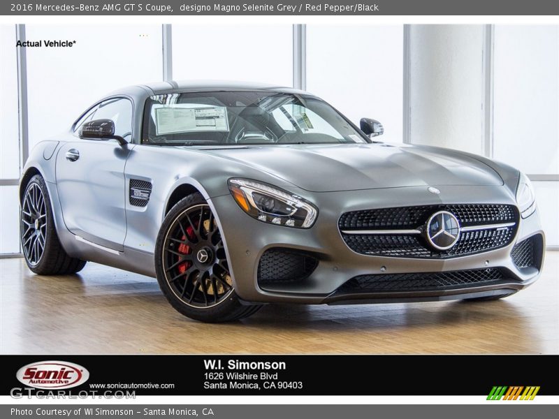 designo Magno Selenite Grey / Red Pepper/Black 2016 Mercedes-Benz AMG GT S Coupe