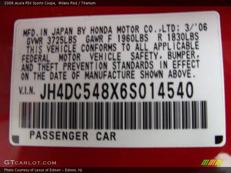 Milano Red / Titanium 2006 Acura RSX Sports Coupe