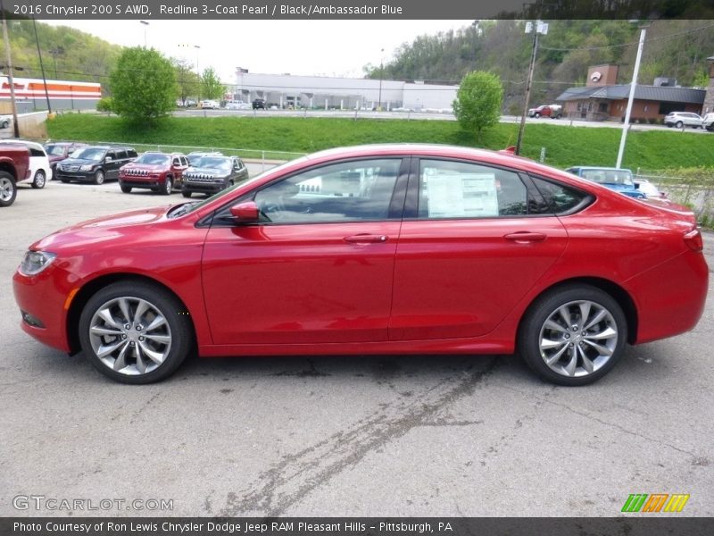 Redline 3-Coat Pearl / Black/Ambassador Blue 2016 Chrysler 200 S AWD