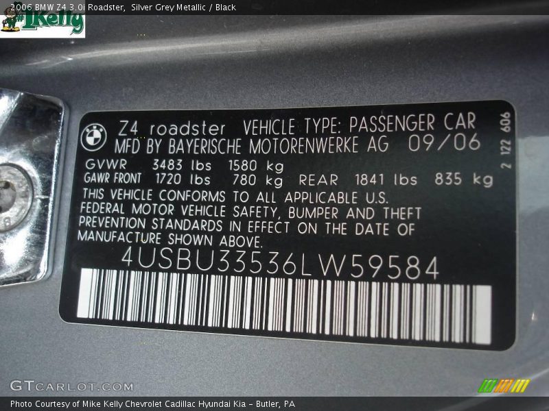 Silver Grey Metallic / Black 2006 BMW Z4 3.0i Roadster