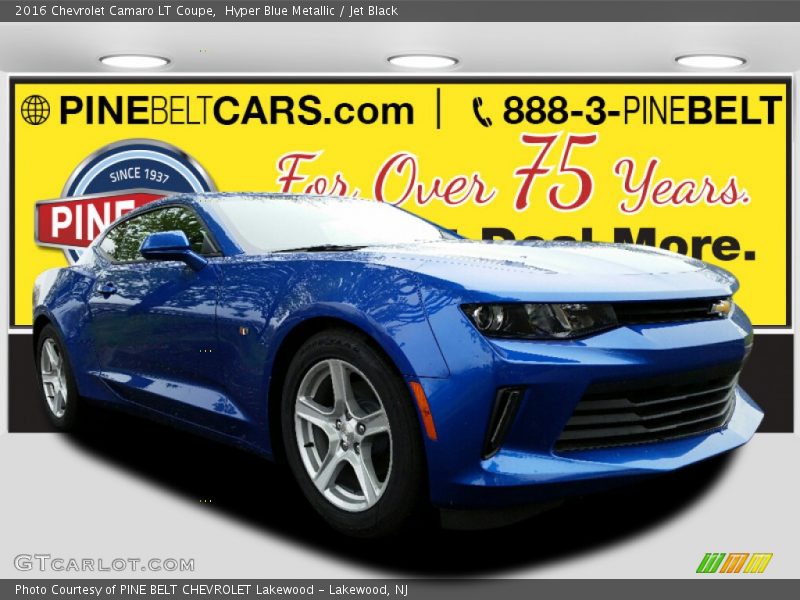 Hyper Blue Metallic / Jet Black 2016 Chevrolet Camaro LT Coupe