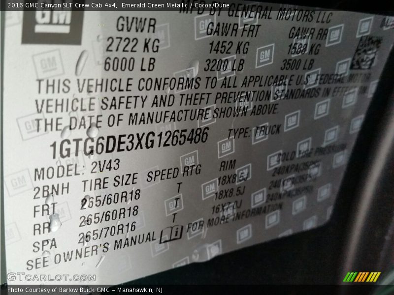 Emerald Green Metallic / Cocoa/Dune 2016 GMC Canyon SLT Crew Cab 4x4