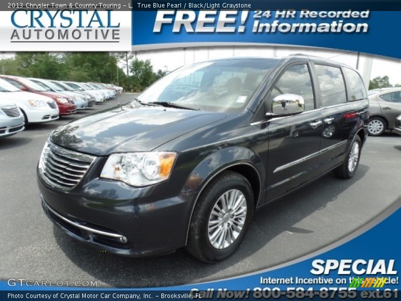 True Blue Pearl / Black/Light Graystone 2013 Chrysler Town & Country Touring - L