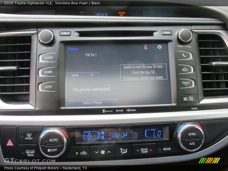Shoreline Blue Pearl / Black 2016 Toyota Highlander XLE