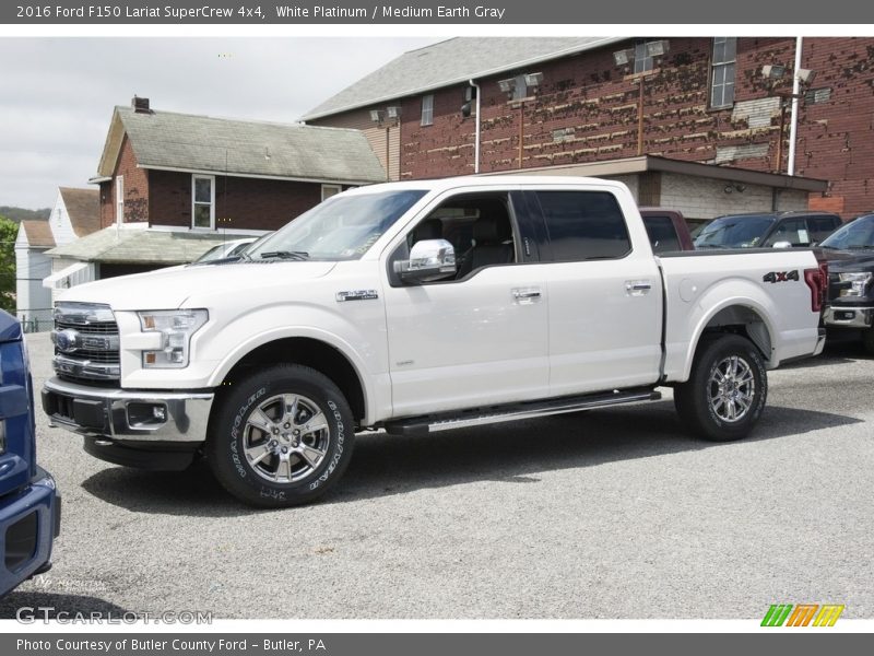 White Platinum / Medium Earth Gray 2016 Ford F150 Lariat SuperCrew 4x4