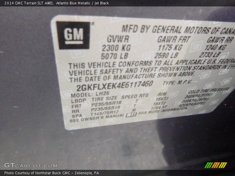 Atlantis Blue Metallic / Jet Black 2014 GMC Terrain SLT AWD
