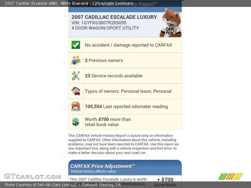 White Diamond / Cocoa/Light Cashmere 2007 Cadillac Escalade AWD
