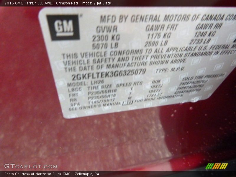 Crimson Red Tintcoat / Jet Black 2016 GMC Terrain SLE AWD