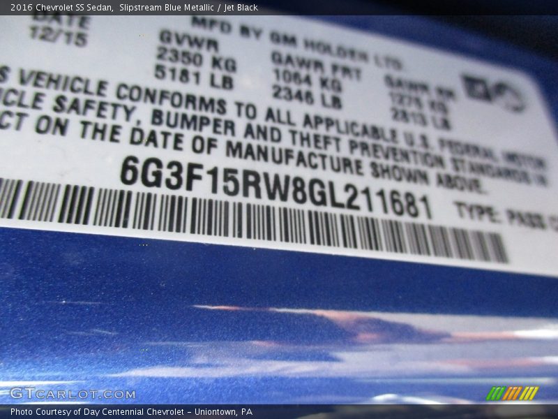 Slipstream Blue Metallic / Jet Black 2016 Chevrolet SS Sedan