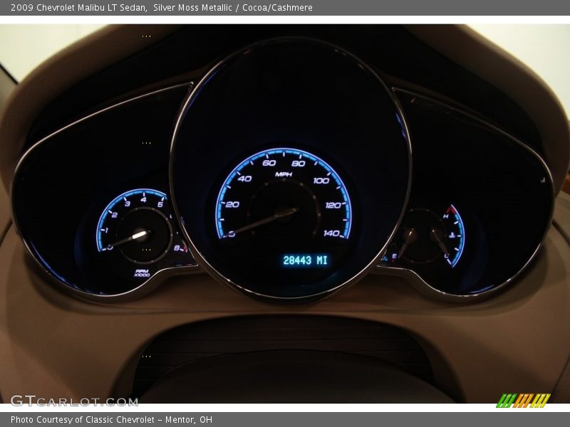 Silver Moss Metallic / Cocoa/Cashmere 2009 Chevrolet Malibu LT Sedan