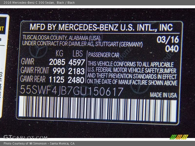 Black / Black 2016 Mercedes-Benz C 300 Sedan