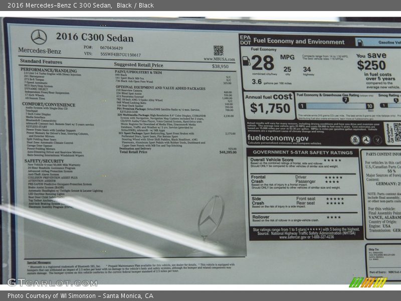 Black / Black 2016 Mercedes-Benz C 300 Sedan
