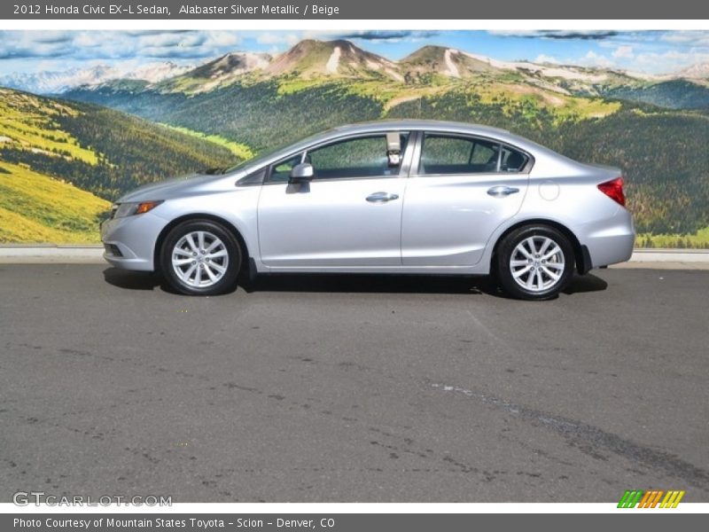 Alabaster Silver Metallic / Beige 2012 Honda Civic EX-L Sedan