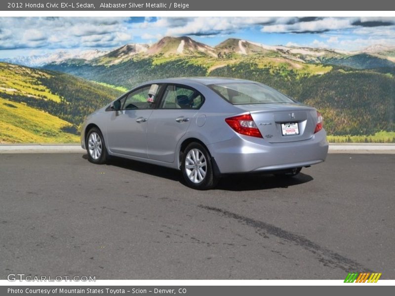 Alabaster Silver Metallic / Beige 2012 Honda Civic EX-L Sedan