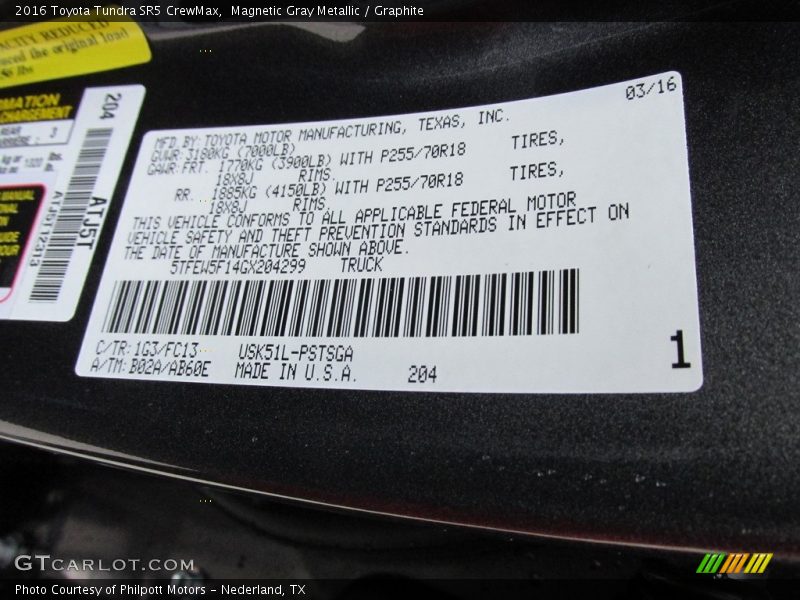 Magnetic Gray Metallic / Graphite 2016 Toyota Tundra SR5 CrewMax