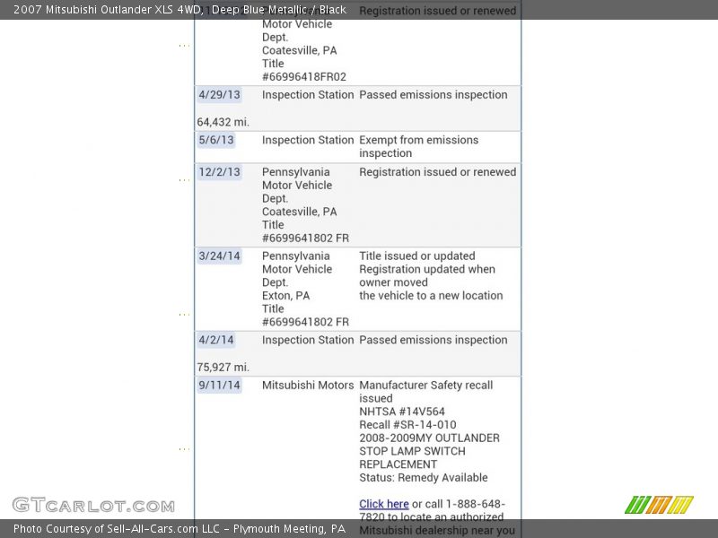 Deep Blue Metallic / Black 2007 Mitsubishi Outlander XLS 4WD
