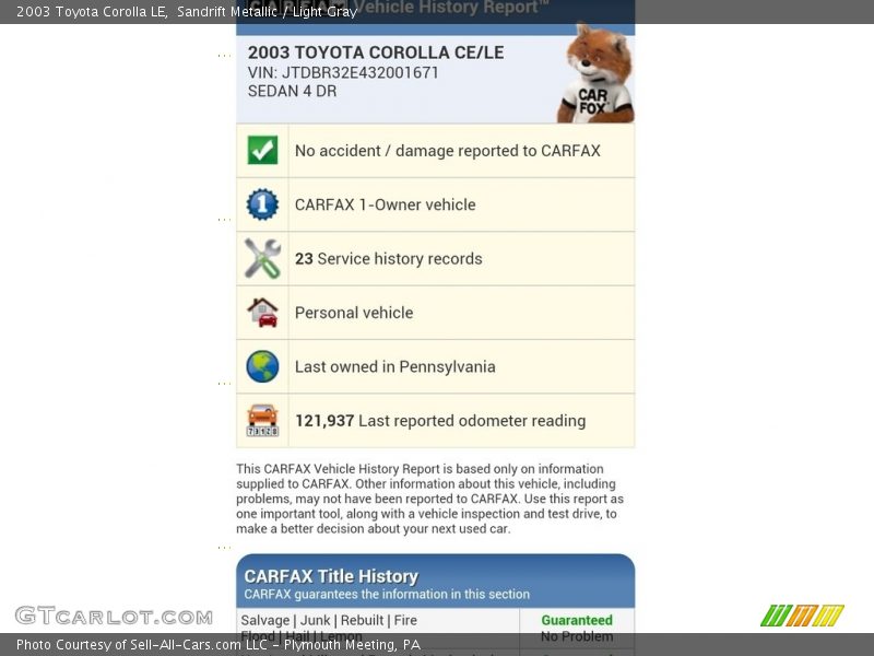 Sandrift Metallic / Light Gray 2003 Toyota Corolla LE